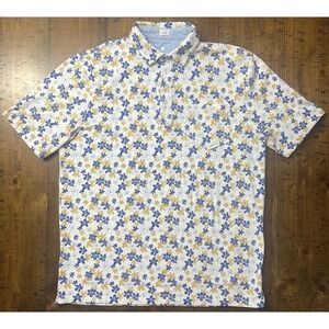Johnnie O Mens Large Hangin Out Floral Flower All Over Print Stretch Polo Shirt